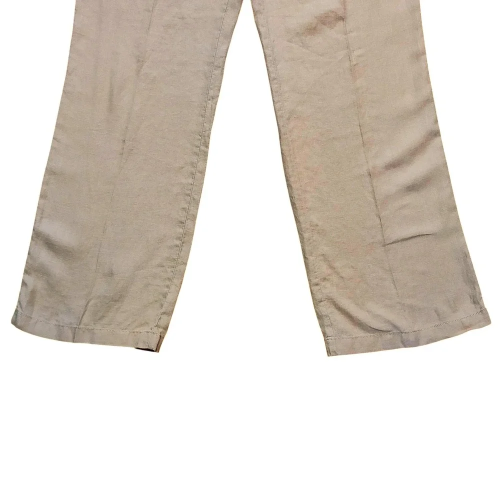 Banana Republic 100% Linen Pants Wide Leg Trousers Tan Career Coastal Size 10